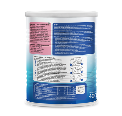 Laktowit 1 LAKTOFERYNA+MFGM mleko początkowe od urodzenia ZESTAW 6 x 400 g