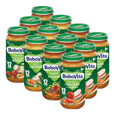 BoboVita Zestaw Mix-1 Obiadków po 12 miesiącu 12x250g		