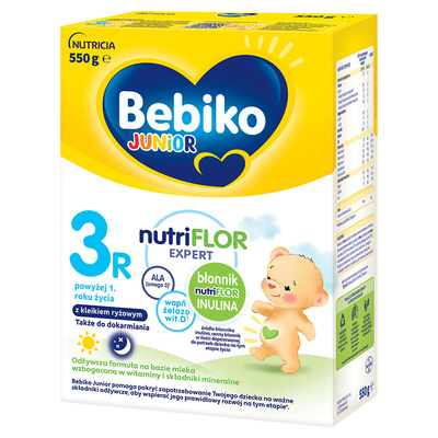 BEBIKO JUNIOR NUTRIflor Expert 3R formuła na bazie mleka z kleikiem ryżowym, powyżej 1. roku życia ZESTAW 8 x 550 g