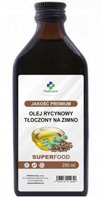 MedFuture nierafinowany olej rycynowy tłoczony na zimno naturalny 250 ml