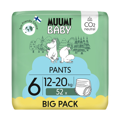 Muumi Baby Pants 6 Junior 12-20 kg (52 szt), eko pieluchomajtki