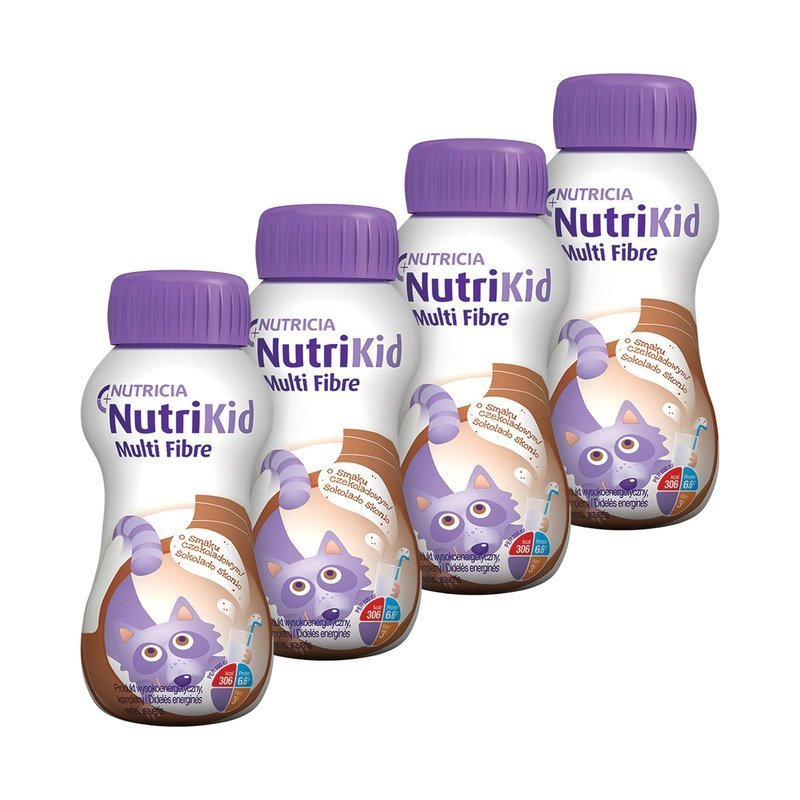 NutriKid Multi Fibre Napój odżywczo-leczniczy dla dzieci o smaku czekolady 4x200ml