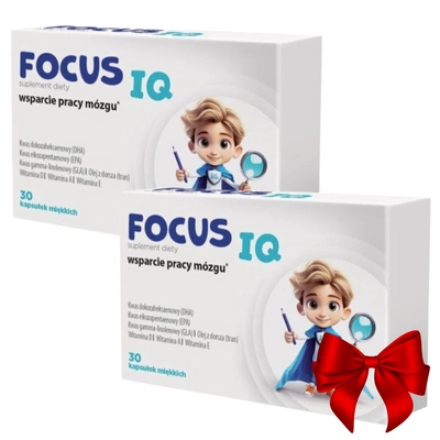 Aflofarm FOCUS IQ wsparcie pracy mózgu na pamięć i koncentrację od 6 roku życia 30 kapsułek 1 + 1 GRATIS!