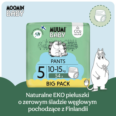 Muumi Baby Pants 5 Maxi+ 10-15 kg (54 szt), eko pieluchomajtki