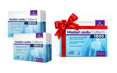 Colfarm maślan sodu duża dawka 1800 TRAWIENIE ZESTAW 2 x 60 tabletek + GRATIS!
