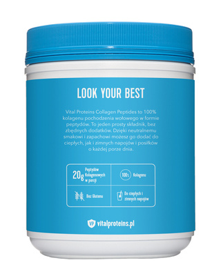 Vital Proteins Collagen Peptides dla młodzieńczego wyglądu, kolagen do picia o neutralnym smaku, 567g