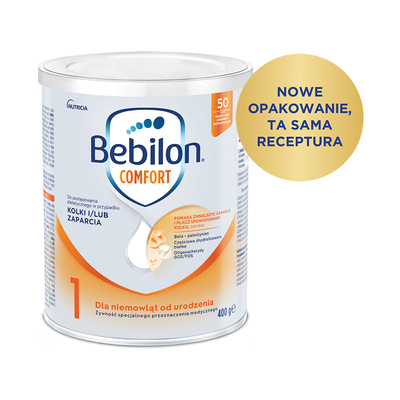 Bebilon Comfort 1 Żywność specjalnego przeznaczenia medycznego dla niemowląt od urodzenia w przypadku kolki lub zaparcia 400 g