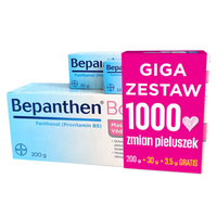 Bepanthen Baby zestaw maść na odparzenia GIGA ZESTAW 200 g + 30 g + 3,5 g GRATIS