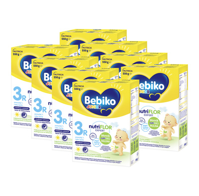 BEBIKO JUNIOR NUTRIflor Expert 3R formuła na bazie mleka z kleikiem ryżowym, powyżej 1. roku życia ZESTAW 8 x 550 g