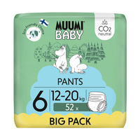 Muumi Baby Pants 6 Junior 12-20 kg (52 szt), eko pieluchomajtki + CHUSTECZKI BEGGS GRATIS!