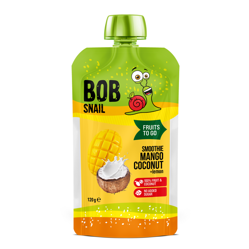 Smoothie owocowe mango kokos + cytryna Bez Cukru 120 g Bob Snail - przecier