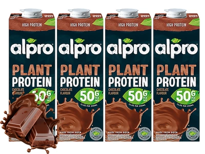 Alpro Napój sojowy o smaku czekoladowym proteinowy wysokobiałkowy ZESTAW 4 x 1 L