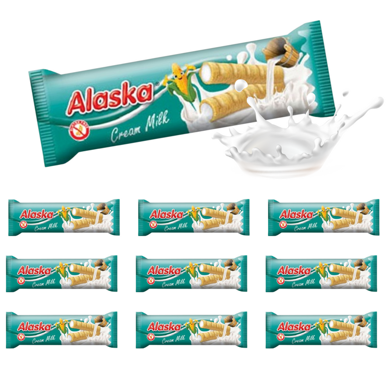 Alaska bezglutenowe, kukurydziane rurki z kremem mlecznym ZESTAW 10 x 18 g
