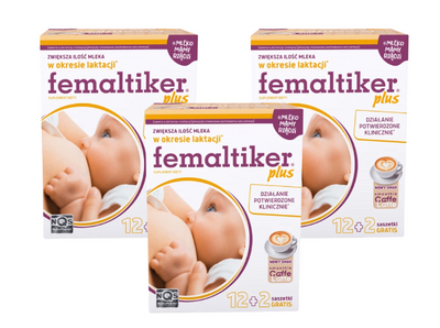 Femaltiker Plus wspomaganie LAKTACJI karmienie smak CAFFE LATTE ZESTAW 3 x 14 saszetek 