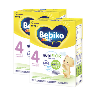 BEBIKO JUNIOR NUTRIflor Expert 4 formuła na bazie mleka, powyżej 2. roku życia ZESTAW 2 x 550 g