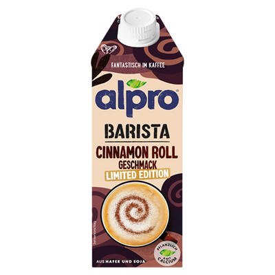 Alpro Barista Napój owsiano-sojowy o smaku bułeczki cynamonowej ZESTAW 4 x 750 ml