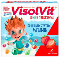 Visolvit Junior Orange WITAMINY granulki musujące smak truskawkowy 30 saszetek