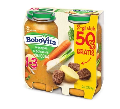 Obiadek dla dziecka BoboVita Junior Warzywa w potrawce z cielęciną 1-3 lata 1+1 50% GRATIS 2x250g