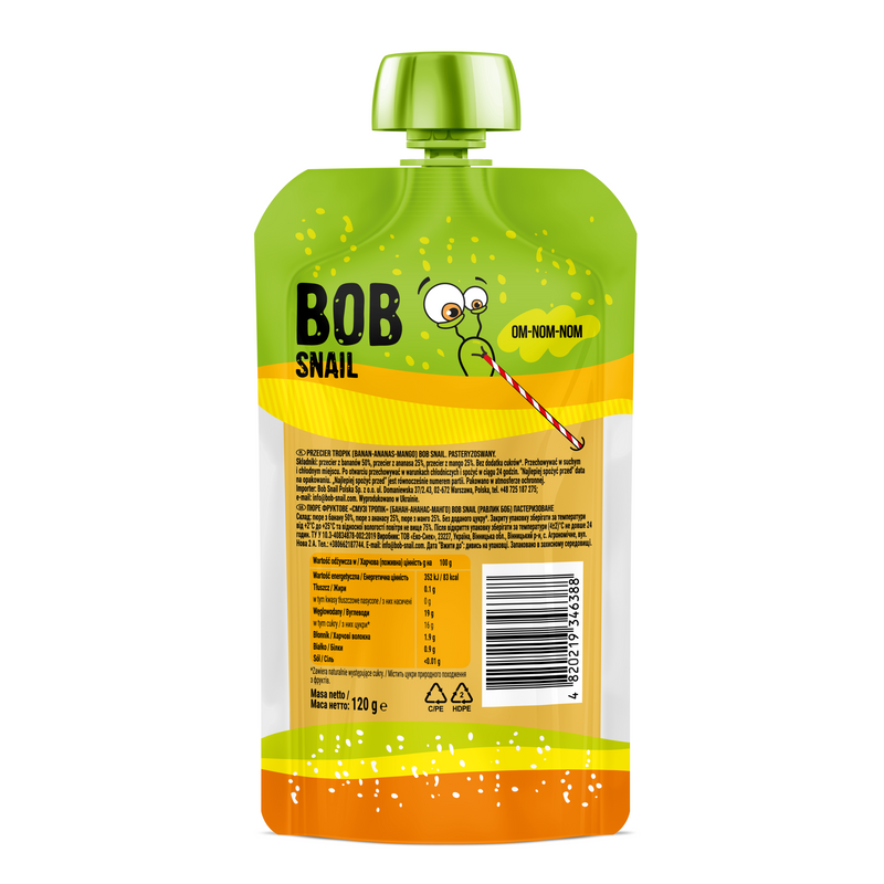 BOB SNAIL smoothie mango banan ananas BEZ CUKRU zdrowa przekąska 120 g