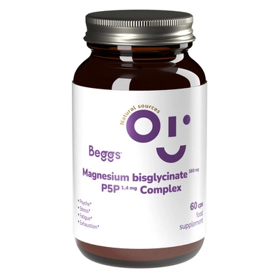 Beggs Magnesium bisglycinate 380 mg + P5P COMPLEX 1,4 mg suplement magnez witamina B6 60 kapsułek