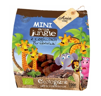Bio Ania herbatniki mini jungle z czekoladą 100g