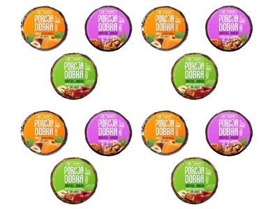 Porcja Dobra krążek różne smaki ZDROWE PRZEKĄSKI ZESTAW 12 x 25 g