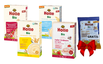 Holle BIO zestaw 4 różnych kaszek dla dzieci + KASZKA GRATIS!