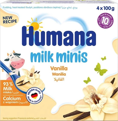 Humana Milk Minis Budyń waniliowy po 8. miesiącu 400 g (4 x 100 g) KRÓTKA DATA