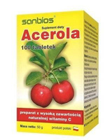 SANBIOS Acerola Suplement diety z witaminą C ODPORNOŚĆ 100 tabletek