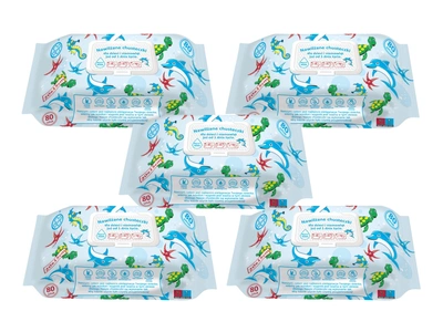  Testeo nawilżane chusteczki dla dzieci 99,8% wody ZESTAW 5 x 80 sztuk