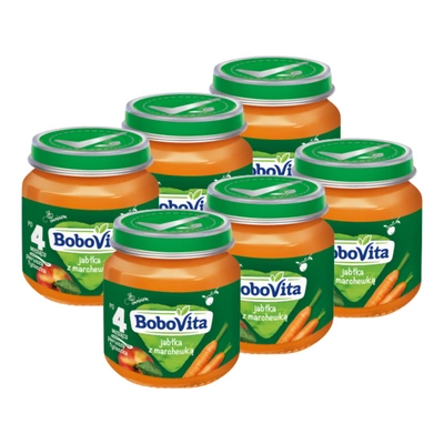 BoboVita deserek jabłka z marchewką po 4 miesiącu ZESTAW 6 x 125 g