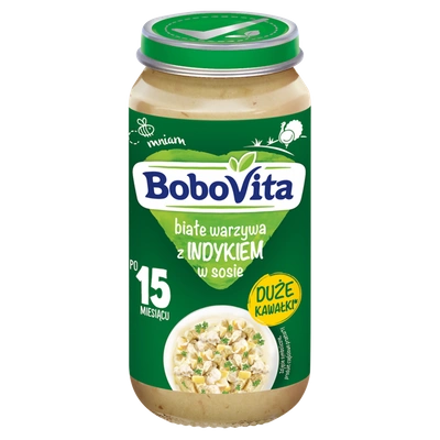 BoboVita Białe warzywa z indykiem w sosie po 15 miesiącu 250 g