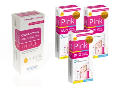 Pink test owulacyjny 5 sztuk + test ciążowy strumieniowy i płytkowy 3 opakowania