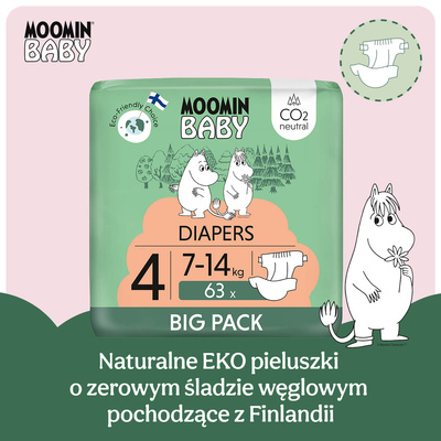 Moomin Baby 4 Maxi 7-14 kg (63 szt), eko pieluszki