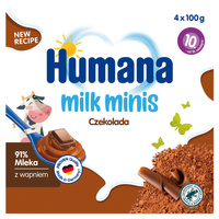 Humana Milk Minis Deserek mleczny o smaku czekoladowym po 10. miesiącu 400 g (4 x 100 g)