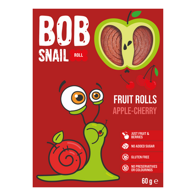 Bob Snail Rollsy owocowe Jabłko Wiśnia bez cukru 60 g