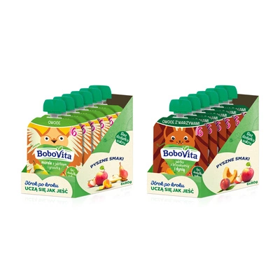 BoboVta zestaw musów owocowych po 6 miesiącu RÓŻNE SMAKI 12 x 80 g