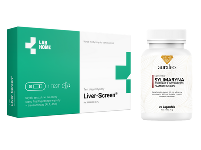 Kompleksowa troska o wątrobę: Lab Home test diagnostyczny + suplement sylimaryna 2 sztuki