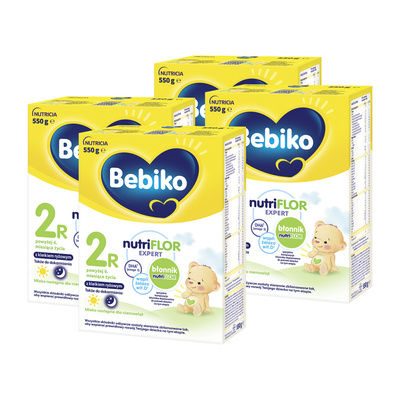 BEBIKO NUTRIflor Expert 2R mleko następne z kleikiem ryżowym, dla niemowląt, powyżej 6. m-ca życia ZESTAW 4 x 550 g
