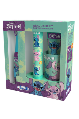 Mr.White Zestaw prezentowy do mycia zębów dla dzieci STITCH 3+ szczoteczka elektryczna kubek pasta timer