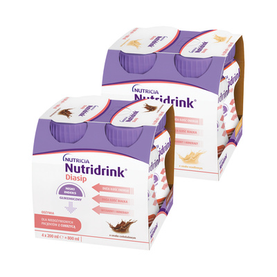 Nutridrink Diasip o smaku waniliowym i czekoladowym ZESTAW 8 x 200 ml 