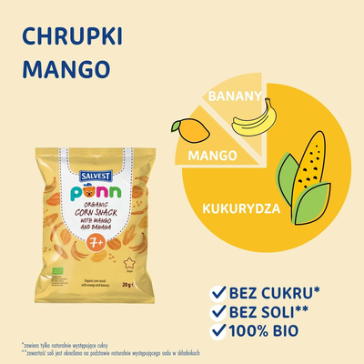 SALVEST Põnn BIO Chrupki zestaw różne smaki truskawka mango pomidor różne kształty 3 x 20 g + 2 MUSY GRATIS!