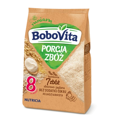 BoboVita Porcja Zbóż Kaszka bezmleczna 7 zbóż zbożowo-jaglana po 8 miesiącu 170g