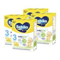 BEBIKO JUNIOR NUTRIflor Expert 3 formuła na bazie mleka o smaku waniliowym, powyżej 1. roku życia ZESTAW 4 x 550 g