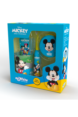 Mr.White Zestaw prezentowy do mycia zębów dla dzieci MICKEY 3+ szczoteczka elektryczna kubek pasta portfelik
