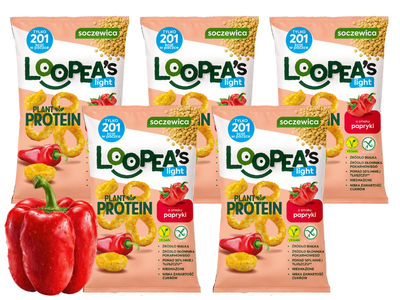 Loopea's chrupki z soczewicy o smaku papryki ZESTAW 5 x 50 g