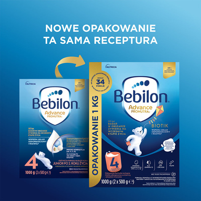 Bebilon 4 Advance Pronutra Junior formuła na bazie mleka po 2. roku życia ZESTAW 4 x 1000 g