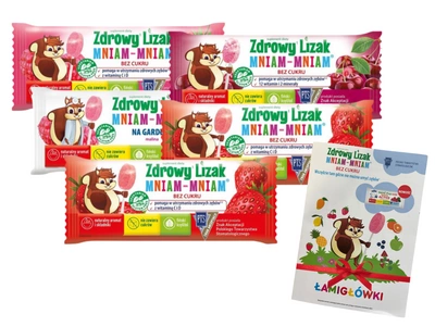 Zdrowy Lizak MNIAM-MNIAM zdrowa żywność ZESTAW 5 sztuk + ŁAMIGŁÓWKA GRATIS!