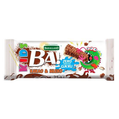 Bakalland Kids Baton dla dzieci kakao i mleko 25g