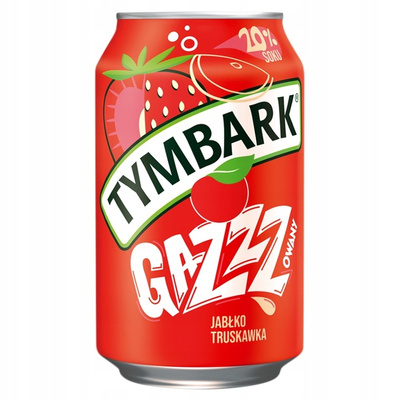 Tymbark Gazzzowany Napój gazowany jabłko truskawka w puszce 330 ml